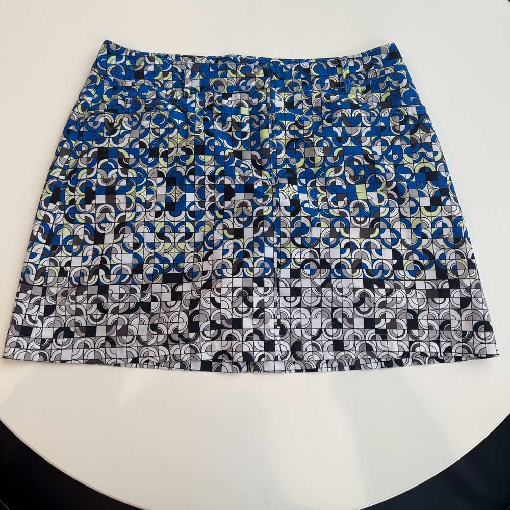 Slazenger Blue Geometric Mini Golf Skort with Black & White Accents